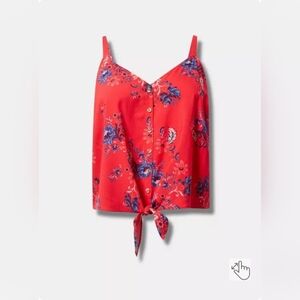 Torrid Challis Button Down Tie Front Crop